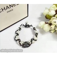 Luxurious Chanel Glass Pearls A97490 White/Gary Bracelet 2017