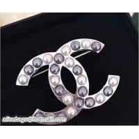 Pretty Style Chanel Brooch A98457 White/Gary 2017