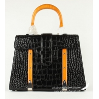 Timeless 2014 Goyard Saigon Crocodile Veins Leather Tote Bag 8962 Black