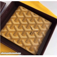 Newest Men Goyard Short 6 Card Slots Billfold Wallet 020085 Yellow