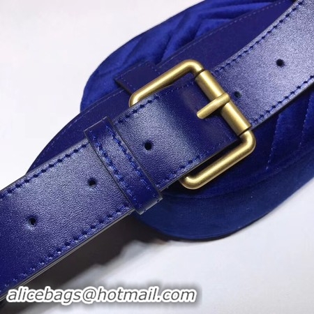 Hot Sell Gucci GG Marmont Velvet Belt Bag 476434 Dark Blue