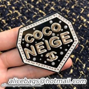 Grade Chanel Coco Neige Brooch A53227 Gold/Black/White/Crystal 2018