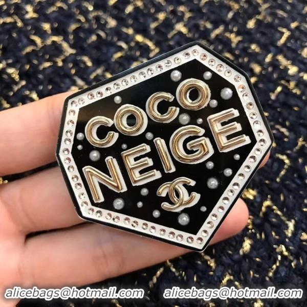 Grade Chanel Coco Neige Brooch A53227 Gold/Black/White/Crystal 2018