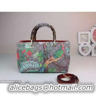 Best Cheap Gucci Bamboo Tote Bag Bird Prints G323660 Red