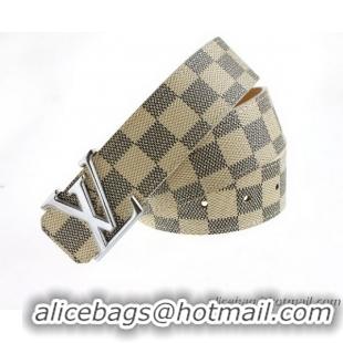 Louis Vuitton Damier Damier Azur Canvas Belt LV067 Silver