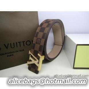 Louis Vuitton Damier Ebene Canvas Belt LV050 Gold