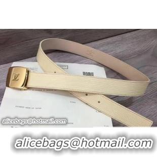 Top Grade Louis Vuitton Epi Leather Width 3cm Belt Beige V61444