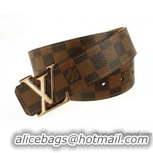 Louis Vuitton Damier Ebene Canvas Belt LV07 Shiny Gold