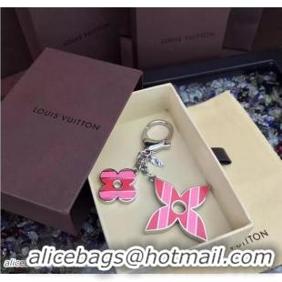 Grade Louis Vuitton Stripes Flowers Bag Charm M67389 Pink 2017