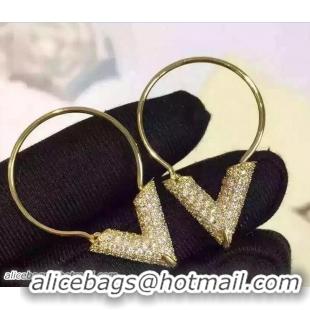 Classic Practical Louis Vuitton Essential V Strass Earrings Gold J61512