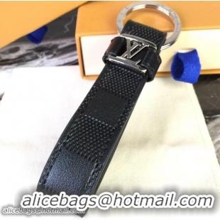 Top Grade Louis Vuitton LV Dragonne Key Holder Damier Infini Leather Black/Silver 825017