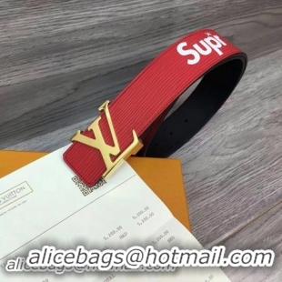 Shop Louis Vuitton SPREME 40mm Red Epi Leather Belt M5897 Gold