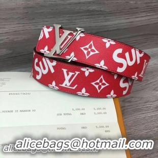 Fashion Louis Vuitton SPREME 40mm Red Belt M5899 Silver