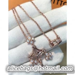 Most Popular Louis Vuitton Necklace with Dentelle de Diamants Pendant Q93525 Pink/Gold 2018