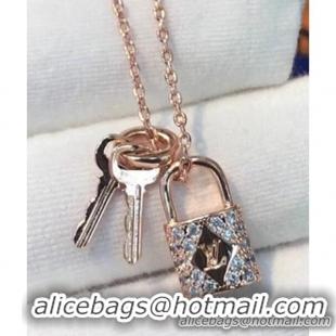 Famous Louis Vuitton Lockit Necklace with Padlock and Keys Pendant Q93436 Gold 2018