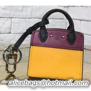 Newest Louis Vuitton City Steamer Bag Charm and Key Holder K61501 Burgundy/Yellow