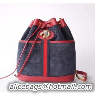 Lower Price Gucci Rajah Medium Bucket Bag 553961 Blue/Red 2018