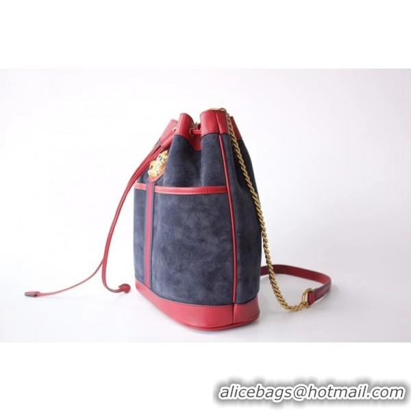 Lower Price Gucci Rajah Medium Bucket Bag 553961 Blue/Red 2018