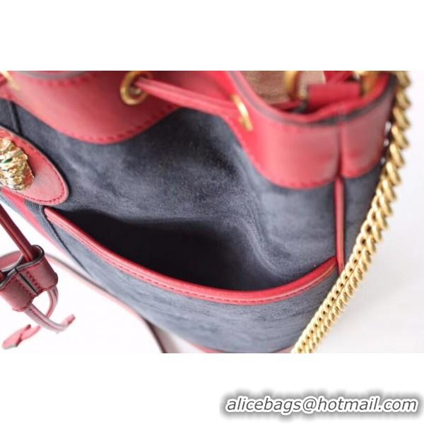 Lower Price Gucci Rajah Medium Bucket Bag 553961 Blue/Red 2018