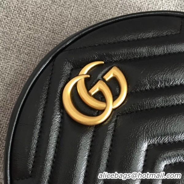 Good Quality Gucci GG Marmont Mini Round Shoulder Bag 550154 Black 2018