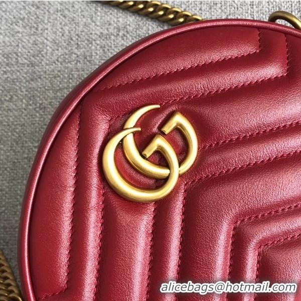 Unique Style Gucci GG Marmont Mini Round Shoulder Bag 550154 Red 2018