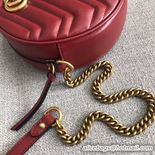 Unique Style Gucci GG Marmont Mini Round Shoulder Bag 550154 Red 2018