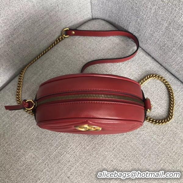 Unique Style Gucci GG Marmont Mini Round Shoulder Bag 550154 Red 2018