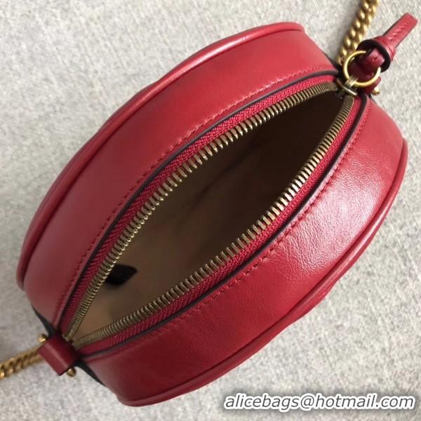 Unique Style Gucci GG Marmont Mini Round Shoulder Bag 550154 Red 2018