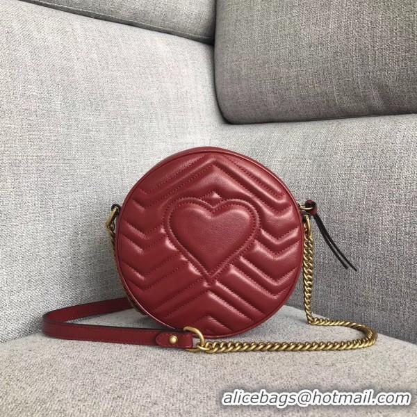 Unique Style Gucci GG Marmont Mini Round Shoulder Bag 550154 Red 2018