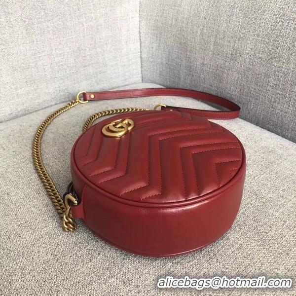 Unique Style Gucci GG Marmont Mini Round Shoulder Bag 550154 Red 2018