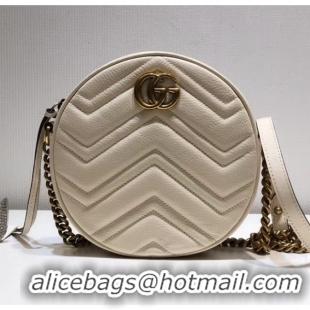 Elegant Gucci GG Marmont Mini Round Shoulder Bag 550154 White 2018