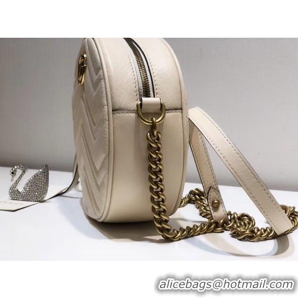 Elegant Gucci GG Marmont Mini Round Shoulder Bag 550154 White 2018