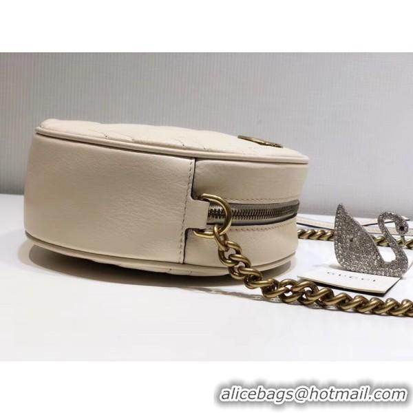 Elegant Gucci GG Marmont Mini Round Shoulder Bag 550154 White 2018