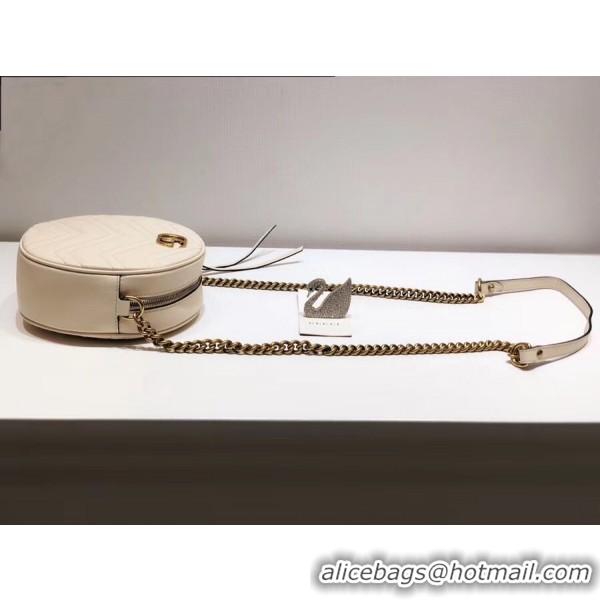 Elegant Gucci GG Marmont Mini Round Shoulder Bag 550154 White 2018