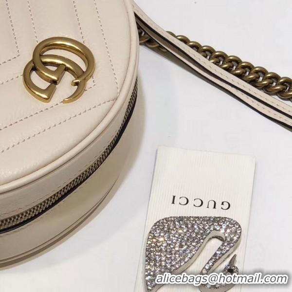 Elegant Gucci GG Marmont Mini Round Shoulder Bag 550154 White 2018