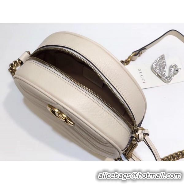 Elegant Gucci GG Marmont Mini Round Shoulder Bag 550154 White 2018