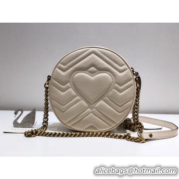 Elegant Gucci GG Marmont Mini Round Shoulder Bag 550154 White 2018