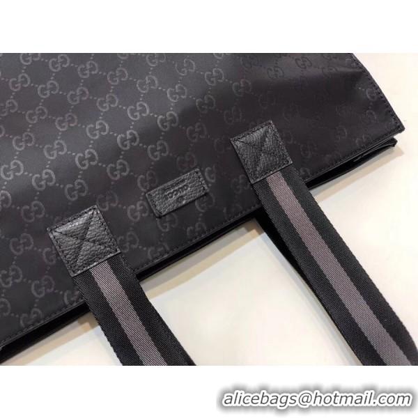 Charming Gucci GG Nylon Shopping Tote 449176 Black/Grey 2019