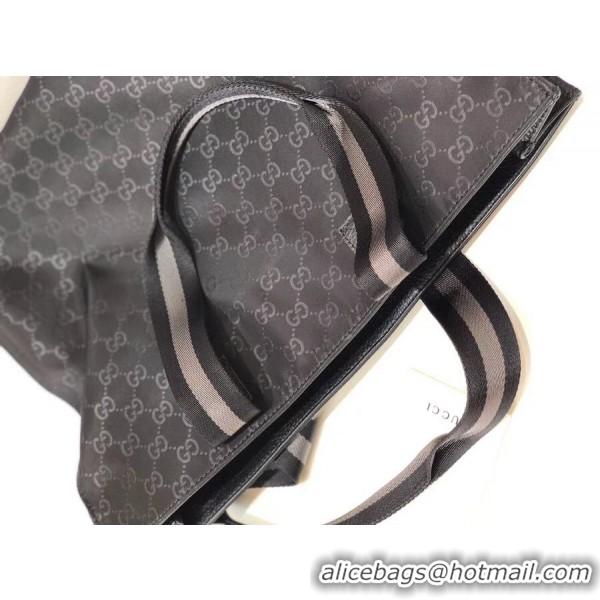 Charming Gucci GG Nylon Shopping Tote 449176 Black/Grey 2019