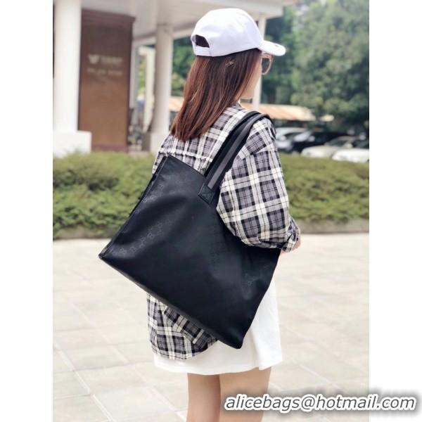 Charming Gucci GG Nylon Shopping Tote 449176 Black/Grey 2019