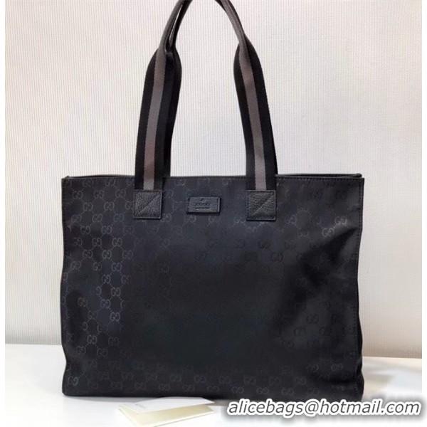 Charming Gucci GG Nylon Shopping Tote 449176 Black/Grey 2019