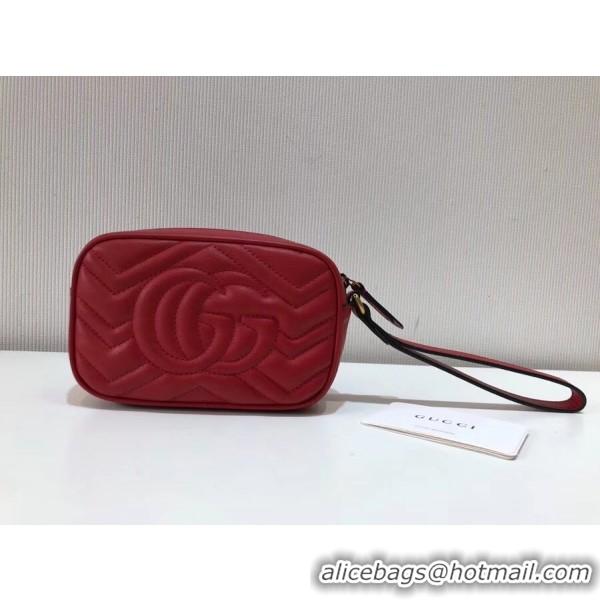 Top Grade Gucci Gucci GG Marmont Matelassé Clutch 443438 Red 2018