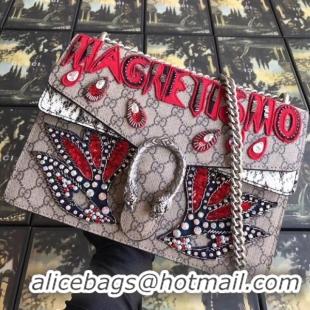 Feminine Gucci Dionysus GG Snakeskin Medium Shoulder Bag with Appliqué 400235