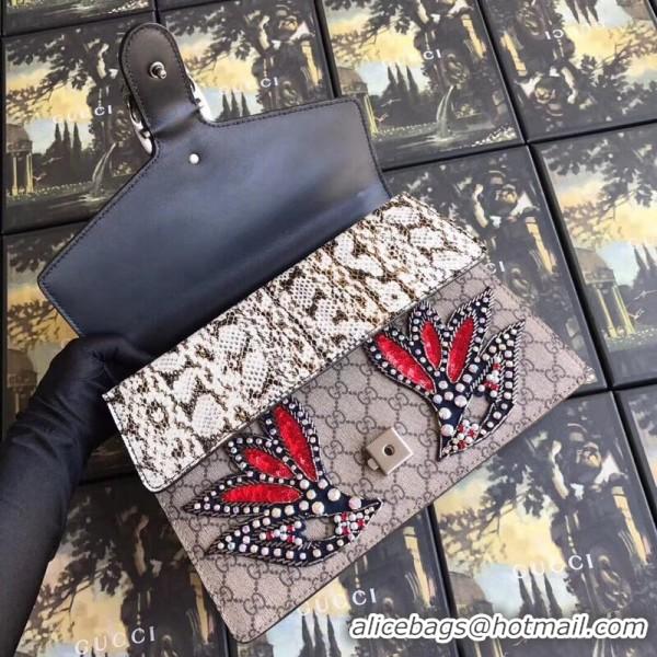 Feminine Gucci Dionysus GG Snakeskin Medium Shoulder Bag with Appliqué 400235