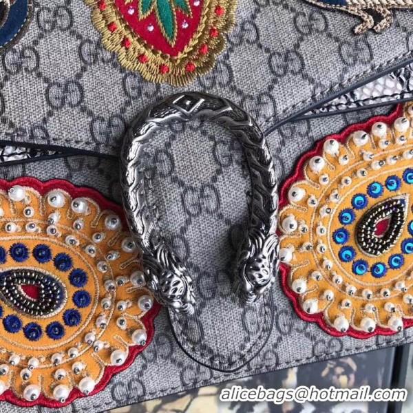 Top Grade Gucci Dionysus GG Snakeskin Medium Shoulder Bag with Phoenix Appliqué 403348 2018