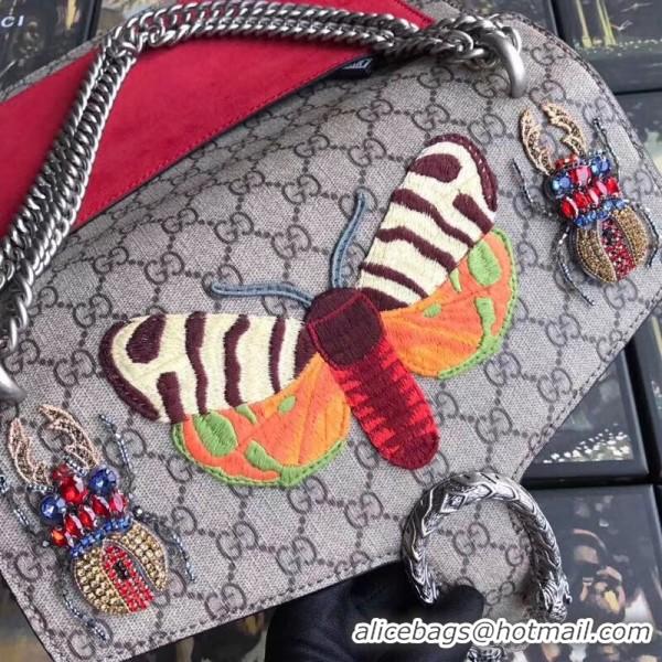 Charming Gucci Dionysus GG Snakeskin Medium Shoulder Bag with Appliqué 400235