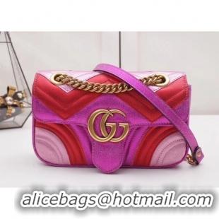 Good Quality Gucci GG Marmont Mini Matelassé Bag 446744 Pink/Red 2019