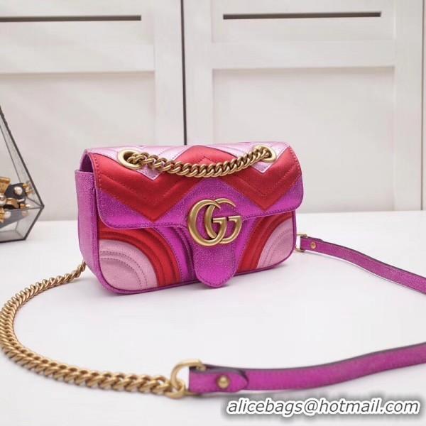 Good Quality Gucci GG Marmont Mini Matelassé Bag 446744 Pink/Red 2019