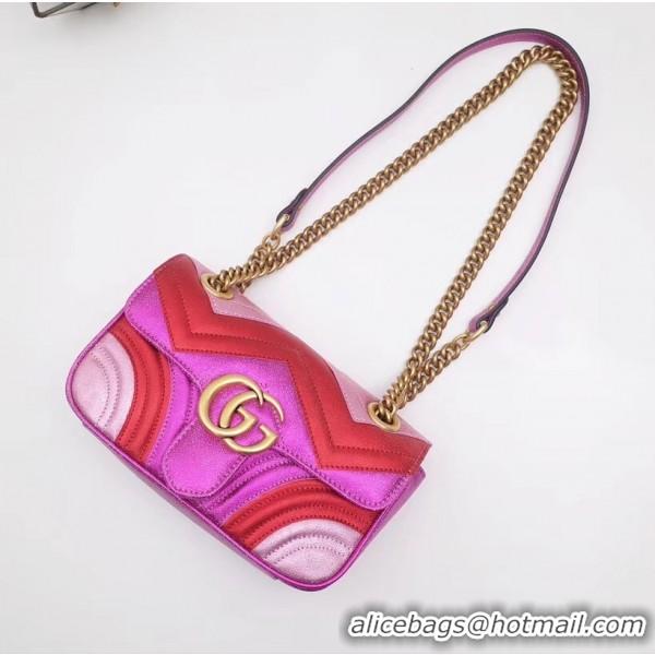 Good Quality Gucci GG Marmont Mini Matelassé Bag 446744 Pink/Red 2019