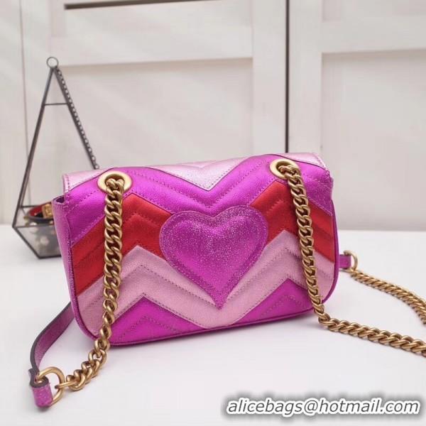 Good Quality Gucci GG Marmont Mini Matelassé Bag 446744 Pink/Red 2019